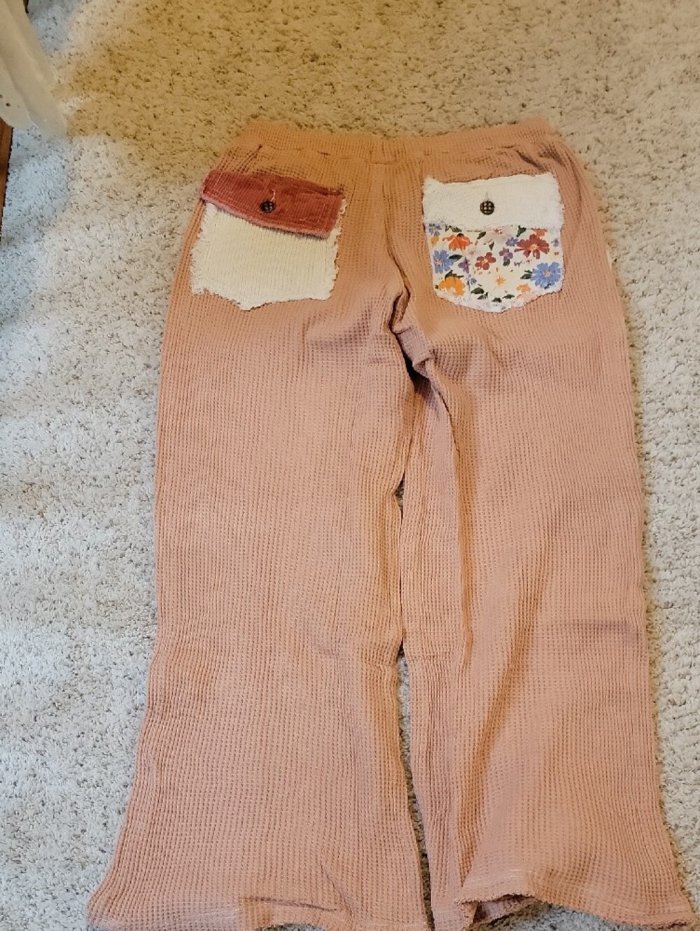POL Peach Waffle Joggers with Floral Patchwork NWT - Picture 6 of 8